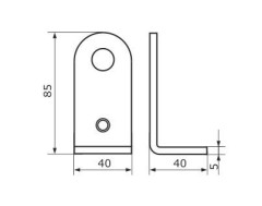 Домарт Проушина усиленная угловая 40*85*40  (толщ. 5мм) черный  d 15мм (50)
