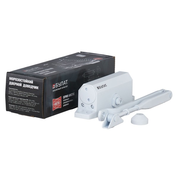 БУЛАТ Доводчик дверной ARCTIC ДД 502/4 A-W (60-120 кг) белый, морозостойкий (10)