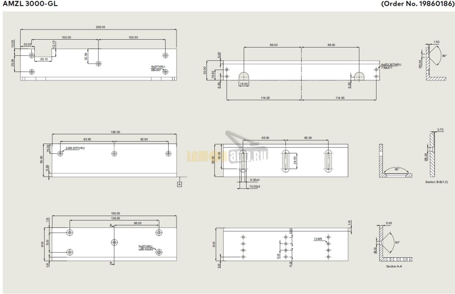 Монтажный набор dormakaba AMZL-GL 3000