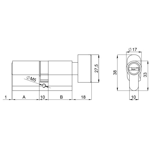 Цилиндровый механизм (200 ZM/70) 2000ZM Knob 70 (30+10+30) BL-24 черный 5Key с вертушкой