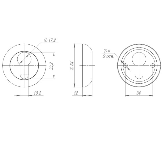 Накладка под цилиндр ET.R.LD54 (ET-1) CP-8 хром