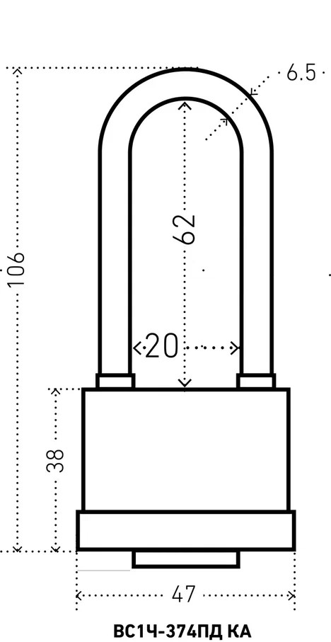 АЛЛЮР ВС1Ч- 374ПД КА Тип 1 всепогодный с одной секр. 3 кл. d6,5мм дл.дужка Замок навесной (72,6)