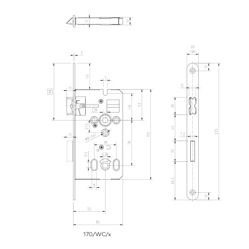 Замок dormakaba GEGE 170 WC 78/55/8 F=20