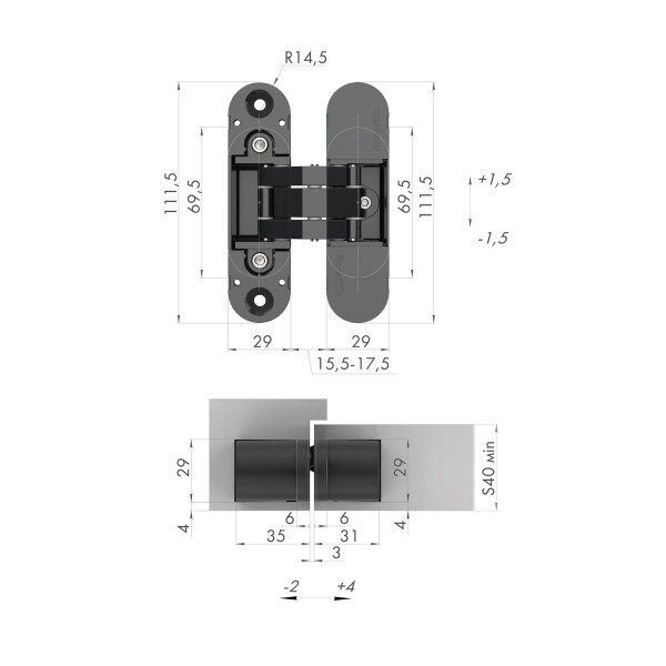 Петля скрытой установки U3D6000 AB (11160UN3D) бронза