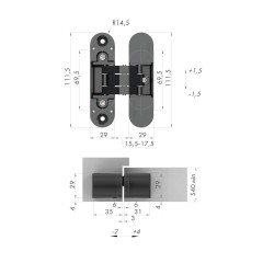 Петля скрытой установки U3D6000 AB (11160UN3D) бронза