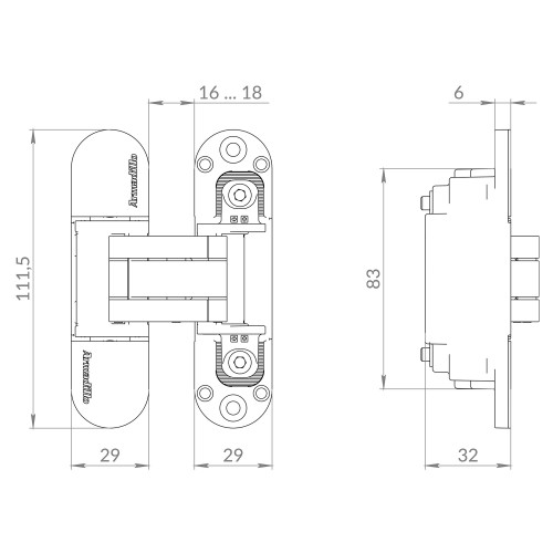 Петля скрытой установки U3D6002.TG BL черный