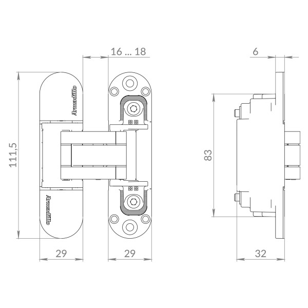 Петля скрытой установки U3D6002.TG BL черный