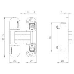 Петля скрытой установки U3D6002.TG BL черный