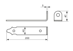 Домарт Проушина воротная 200*45*40 (толщ.5мм) б/п d 16мм (10)