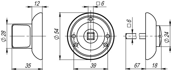 Ручка поворотная BK6.R.LD54 (BK6) CP-8 хром