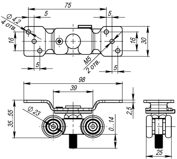 Комплект роликов для раздвижных дверей SLD.Comfort.SET.rollers/60 (DIY Comfort 60/4 kit)