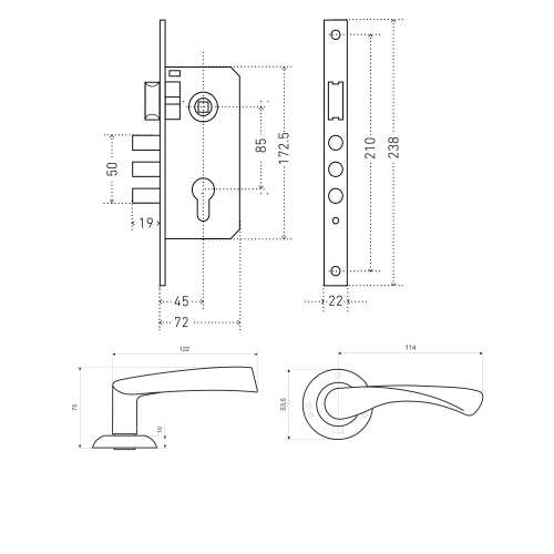 АЛЛЮР АРТ ЗВ4-85А.1330 ОСКАР MAB мат.бронза Замок врезной с/руч (10)