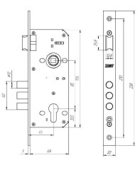 Д-град Зенит ЗВ4-85.3-02 серебро м/о 85 мм Замок врезной с/руч (10)