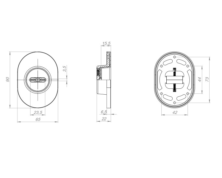Накладка на сувальдный замок ESC.S-auto.RL/U/K.477 СР-8 хром