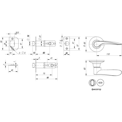 Ручка защелка DK620/BL BL-BK (620/BL BL-B) (фик.) черный