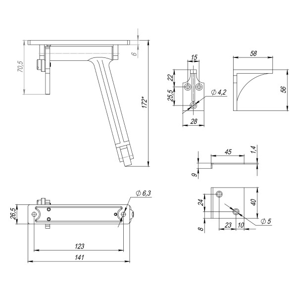 Координатор закрывания двустворчатых дверей DC-1002 INOX 304 (от 40 до 200 кг)