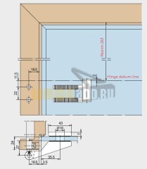 DORMA SQUARE: 2 петли, 1 замок без запирания, 1 нажимная ручка, 2 оси под деревянную раму.