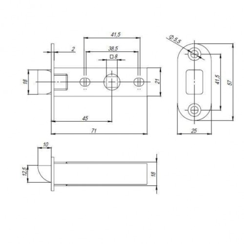 Защелка PLASTPL45-R25 (PL45-R25) (врезная) SN мат. никель тех.упаковка без ответной планки