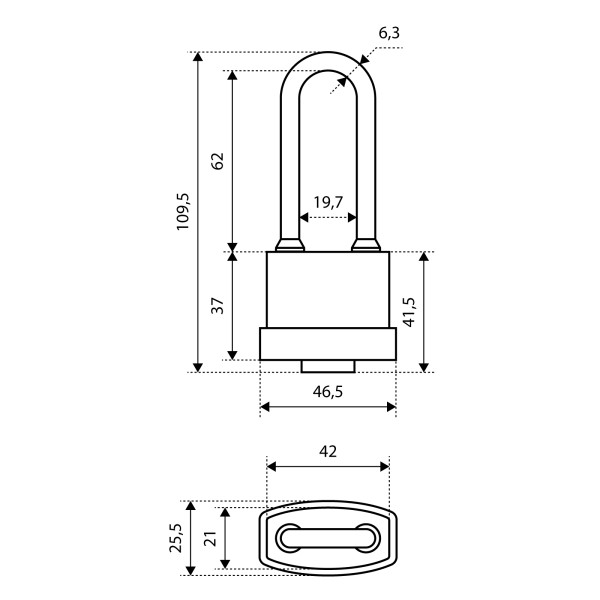 АЛЛЮР ВС1Ч- 374ПД всепогодный 6 кл. d6,5мм дл.дужка Замок навесной (72,6)