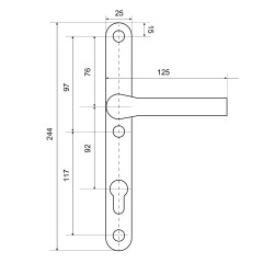 ЛДМ FURAL 92.70.25.02.9005 черный.с пружин. м/о 92 "под пальчики" для узкопроф.Комплект ручек (25)