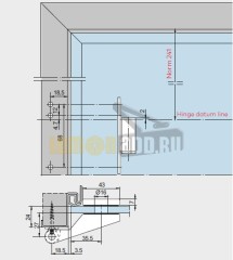 DORMA SQUARE: 2 петли, 1 замок под профильный цилиндр, 1 нажимная ручка, 2 оси под деревянную раму.