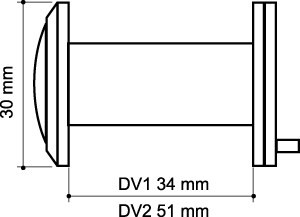 Глазок дверной, пластиковая оптика DV1, 16/35х60 CP Хром