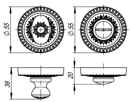Ручка поворотная BK6.R.CL55 (BK6/CL) BB-17 коричневая бронза
