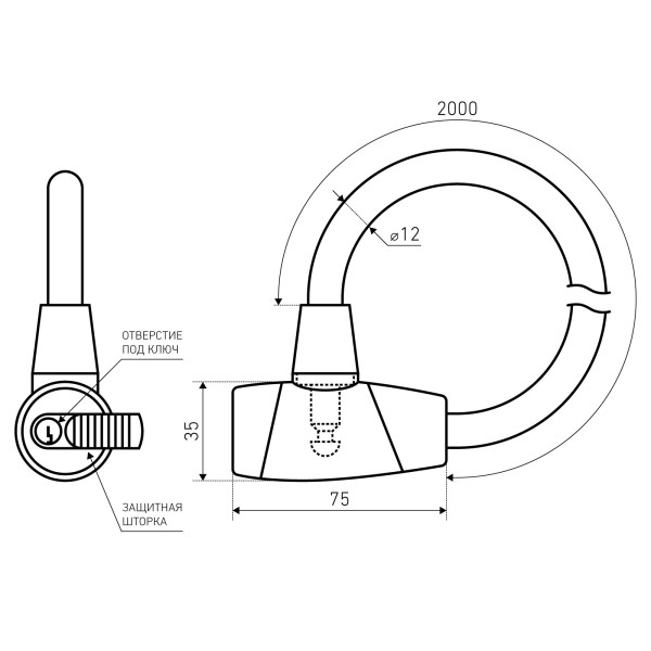 АЛЛЮР ВС-Т 12 (2000 мм) Замок велосипедный тросовый (30,10)