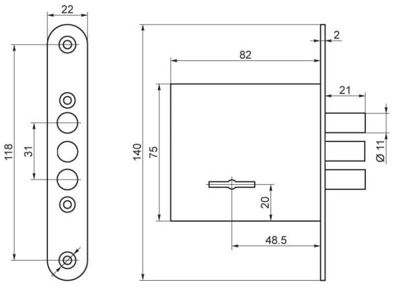 Замок врезной сувальдный ЗВ8-4А, 3 кл.