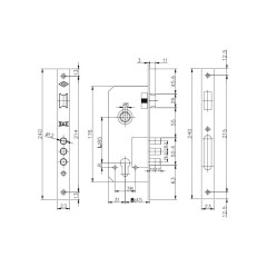 Корпус врезного замка с защёлкой 152/3MR (45 mm) w/b (никель)