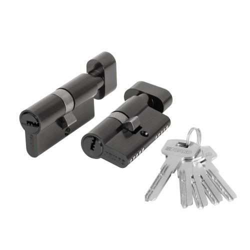 Цилиндровый механизм (200 ZM/90) 2000ZM Knob 90 (45+10+35) BL-24 черный 5Key с вертушкой