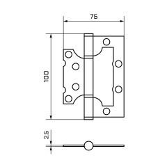 СТАНДАРТ 100х75х2,5мм 2BB BL мат.черный Петля накладная без врезки 1 шт (100,20)