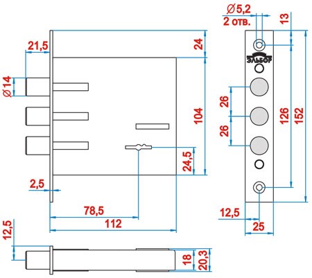 Замок врезной сувальдный Кремень 1.04.02, 5 кл. /02209/