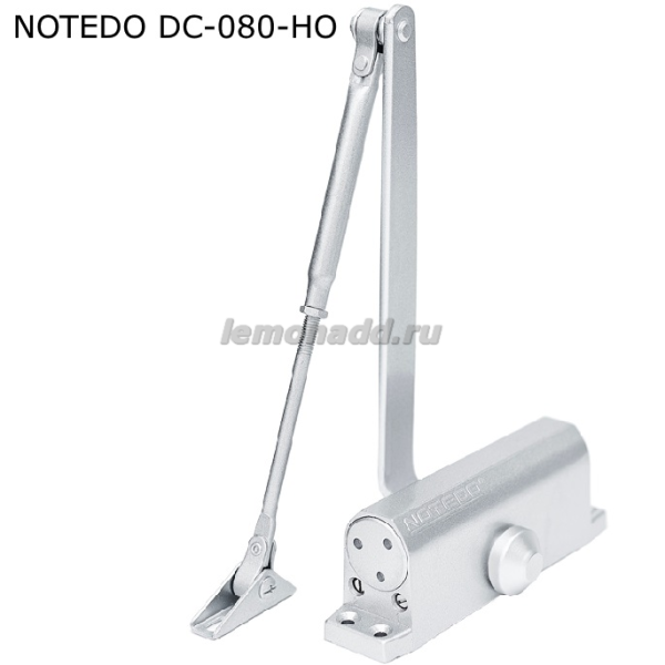 Доводчик NOTEDO DC-080-HO с фоп (дверной доводчик с фиксатором двери в открытом положении в комплекте с рычагом)