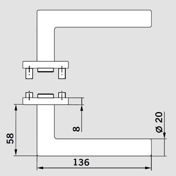 Комплект ручек dormakaba PURE 8906 / 6501 / 6612, 38–90 мм, 8 мм, нержавеющая сталь