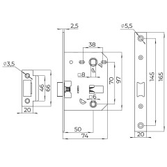 Защелка врезная PLASTLP72-50 (LP72-50) WH белый