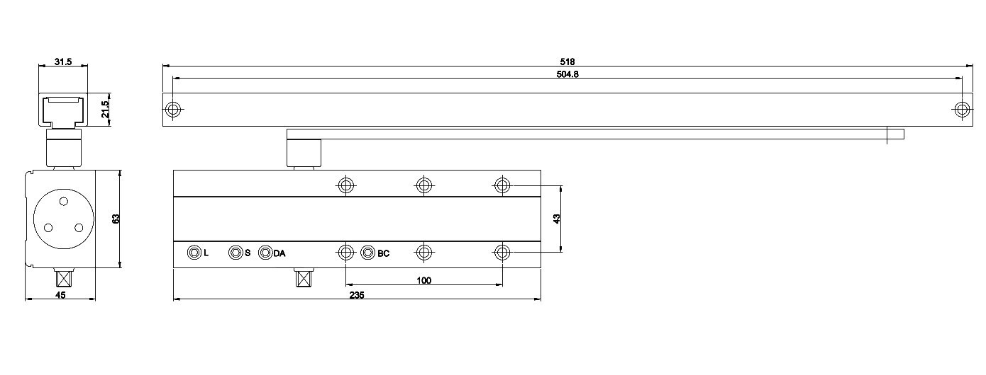 DL 300S BC size 3-5 (дверной доводчик в комплекте со скользящим каналом)
