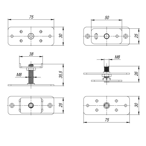 Комплект монтажных пластин SLD.Comfort-PRO/telescope.static door plates