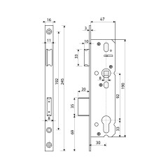БУЛАТ ЗВ 4-1.30.92.16.08 нерж. сталь 30мм с/о, под ц/м, м/о 92мм Замок врезной б/руч (30)