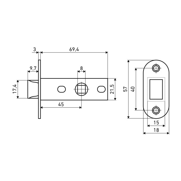 АЛЛЮР АРТ L45-8-PR18 MBN графит пластик овал.торц.планка18мм б/ручек Защёлка (100)