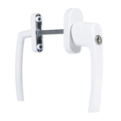 Ручка балконная с кл. белая двухстор.узкая/обычная, алюмин. NOVOLINE OPTIMA  9016 белая (40) (30)