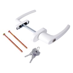 Ручка балконная с кл. белая двухстор.узкая/обычная, алюмин. NOVOLINE OPTIMA  9016 белая (40) (30)