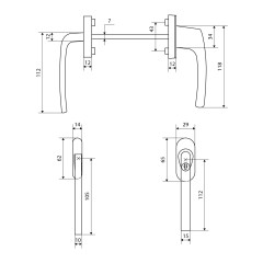 Ручка балконная с кл. белая двухстор.узкая/обычная, алюмин. NOVOLINE OPTIMA  9016 белая (40) (30)