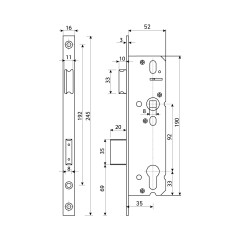 БУЛАТ ЗВ 4-1.35.92.16.08 нерж. сталь 35мм с/о, под ц/м, м/о 92мм Замок врезной б/руч (30)