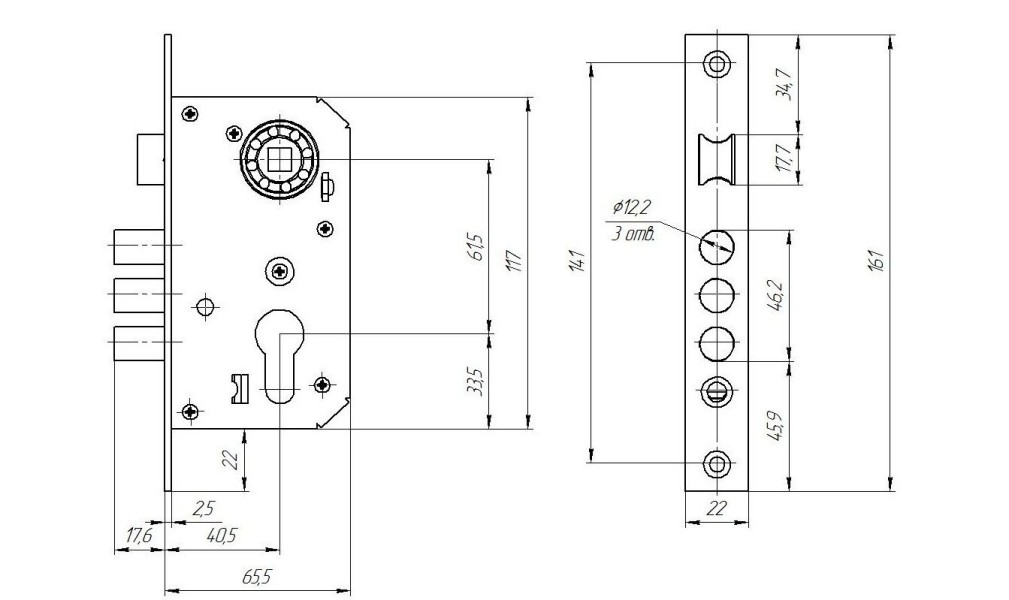 Д-град Зенит ЗВ7-60 без ручек, без ц/механизма Корпус замка (20)