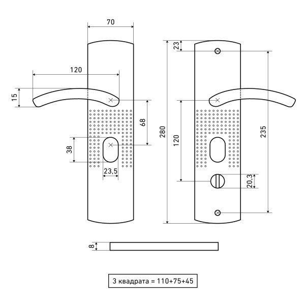 АЛЛЮР РН-А132-L универс. для кит. металл. дверей левая Комплект ручек (12)