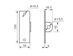 Домарт Проушина гаражная 50*150 (толщ.4мм) (серый металлик) d 15мм (10)