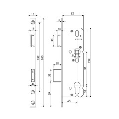 БУЛАТ ЗВ 4-1.45.92.16.08 нерж. сталь 45мм с/о, под ц/м, м/о 92мм Замок врезной б/руч (30)