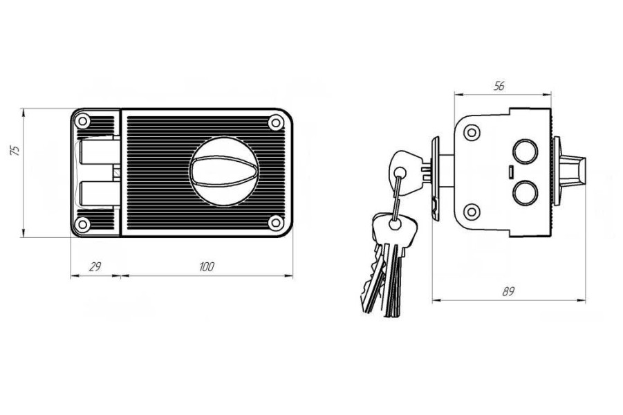 Замок накладной ЗН 1-3 бронза