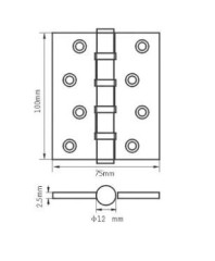 RENZ 100-4BB FH B 4 подш черный 100*75 Петля дверная 2 шт (50;1!!!)